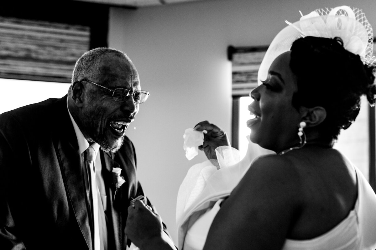 One of the top wedding photos of 2021. Taken by Adore Wedding Photography- Toledo, Ohio Wedding Photographers. This photo is of a bride and her father before the wedding ceremony. A tear falls from his cheek in this emotional wedding photo