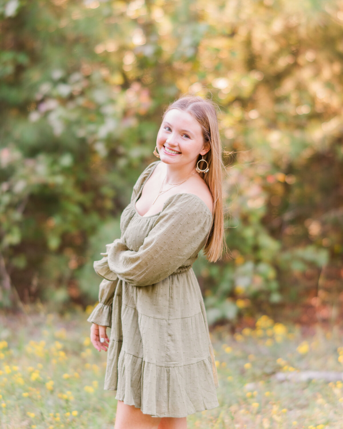 green dress golden hour girl senior-8926