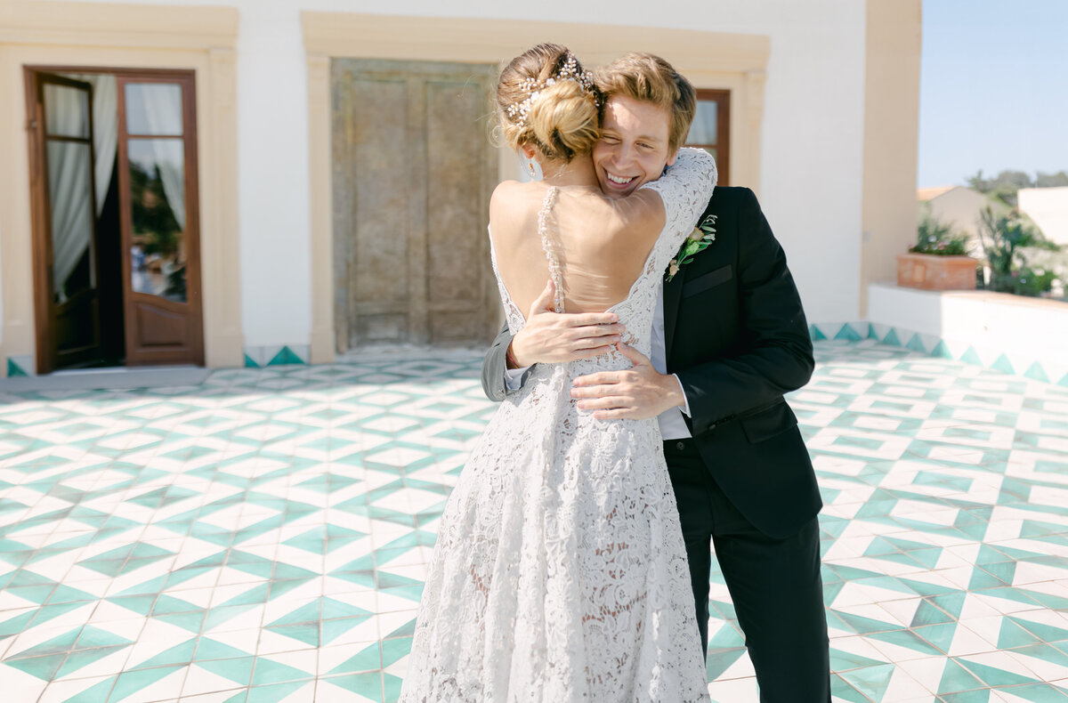 311 -  1 - Maila Enea Events - First Look - Bride & Groom Portraits - Villa Del Gattopardo - Palermo_ Italy - Joana Senkute Photography - 2023