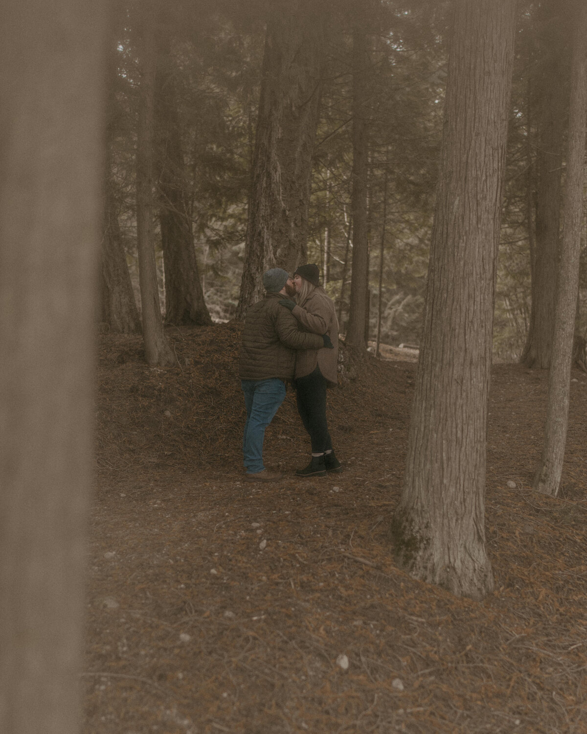 A dreamy, film-inspired engagement session in Washington, featuring soft, grainy textures and a warm, nostalgic aesthetic.
