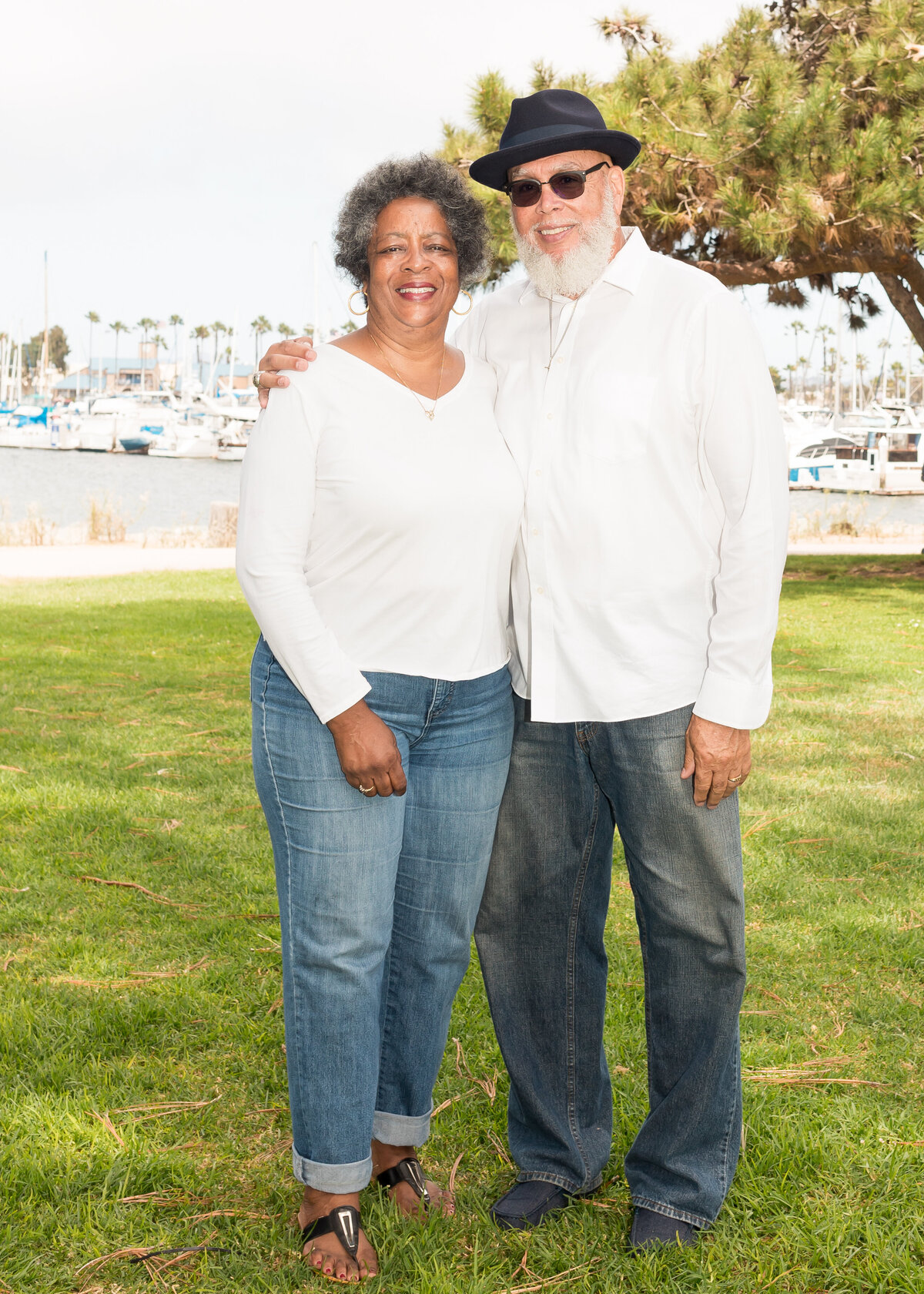 Older Black couple smiling