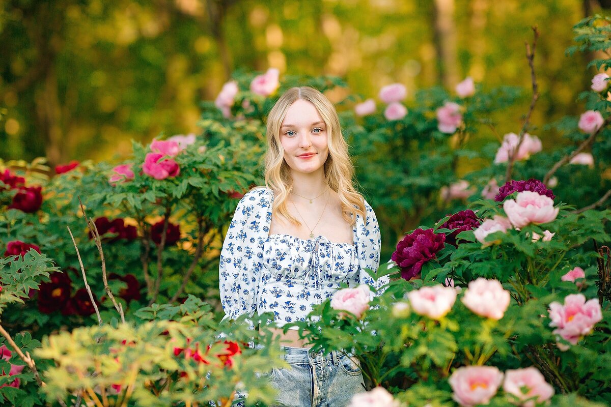 High school senior photography in flowers