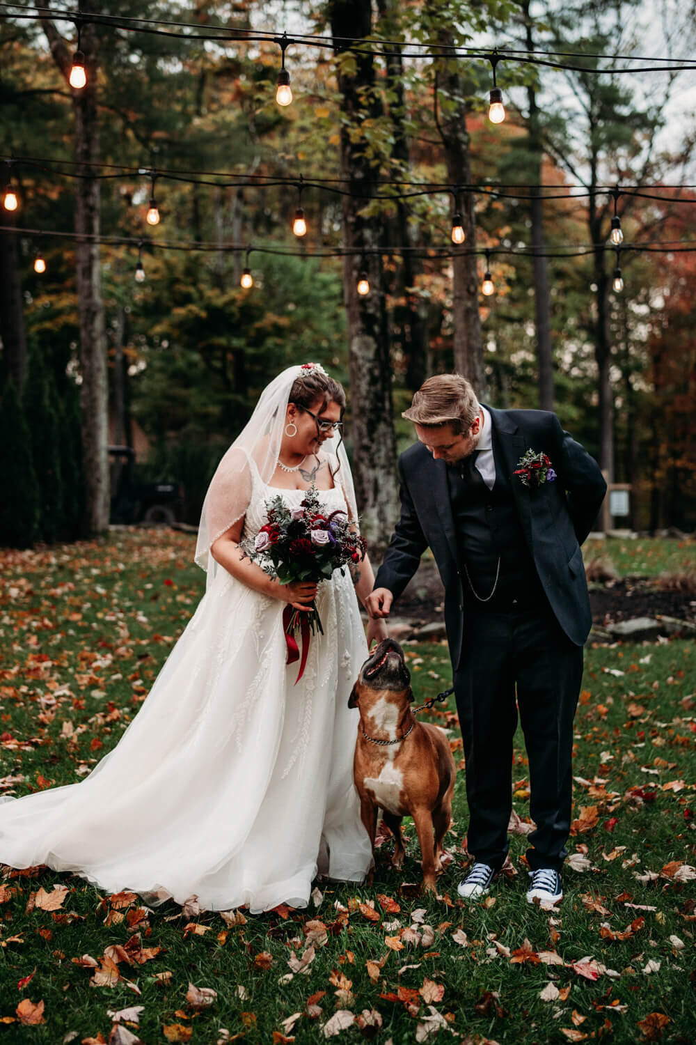 Couple brings dog to wedding photos at Treehouse