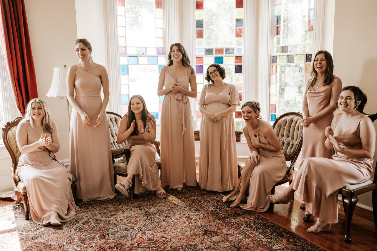 Bride First Look With Bridesmaids