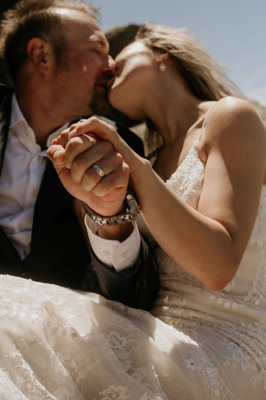 Bride and groom golden hour portrait Northern California wedding photographer