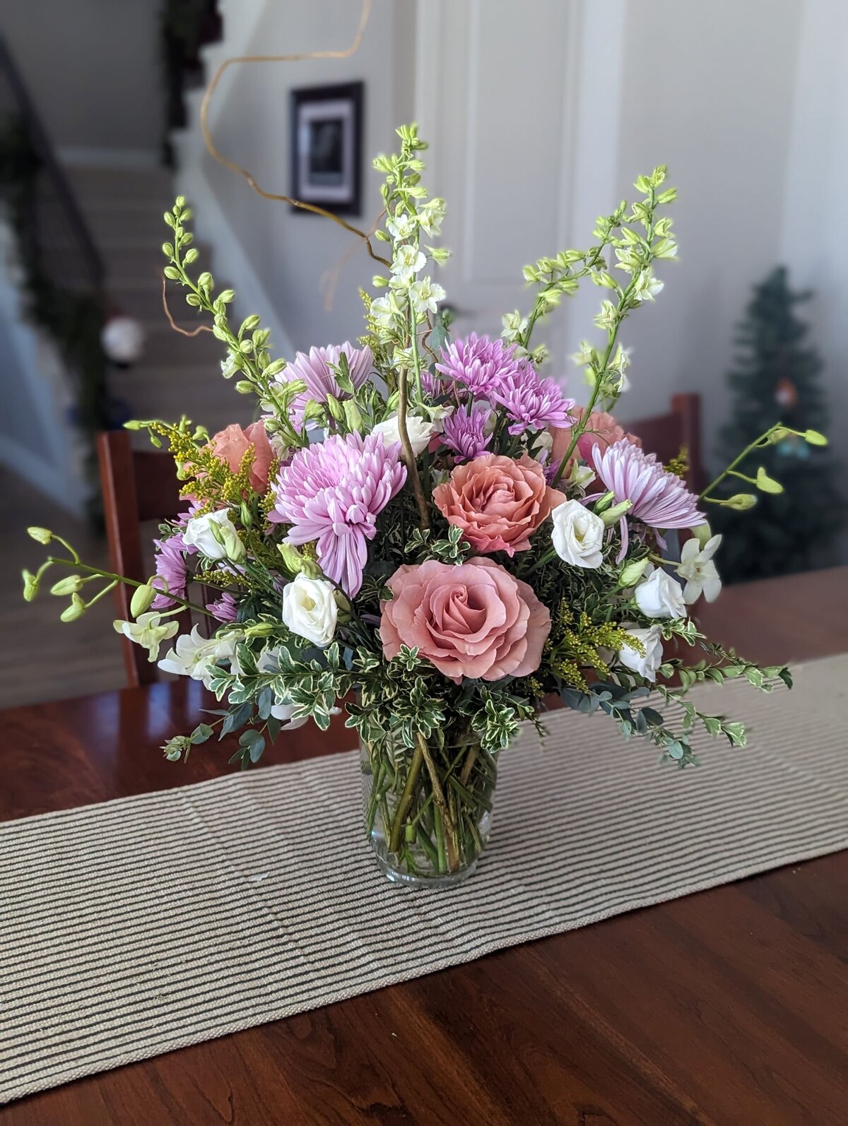pastel  funeral flower arrangement vase 2