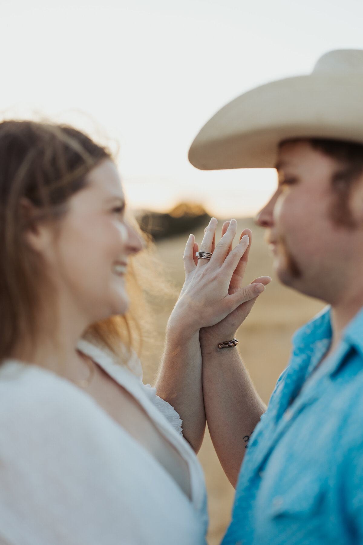 Cowboy and cowgirl dance to the sound of being in love