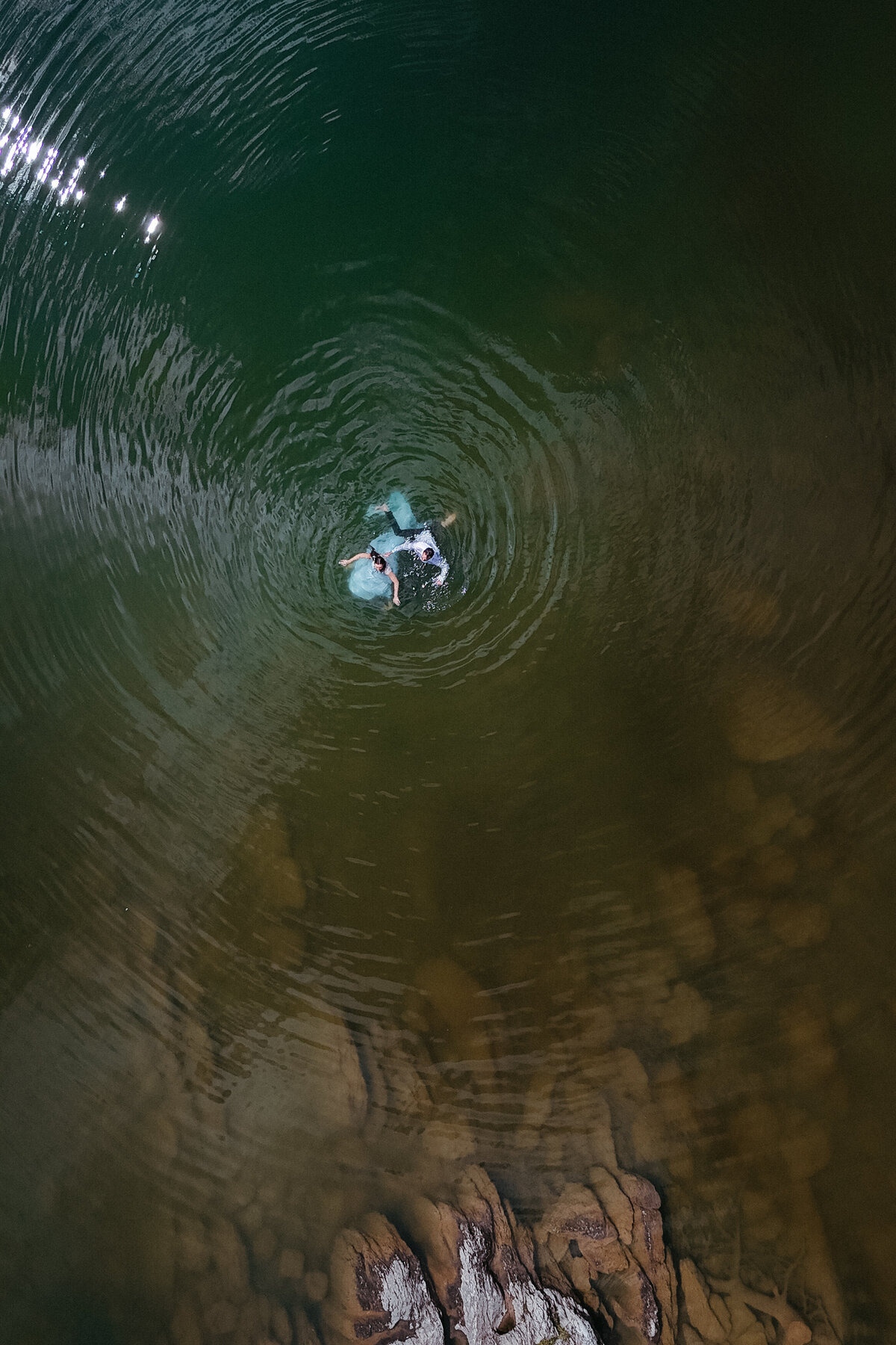 Elopement swimming in Seealpsee Switzerland