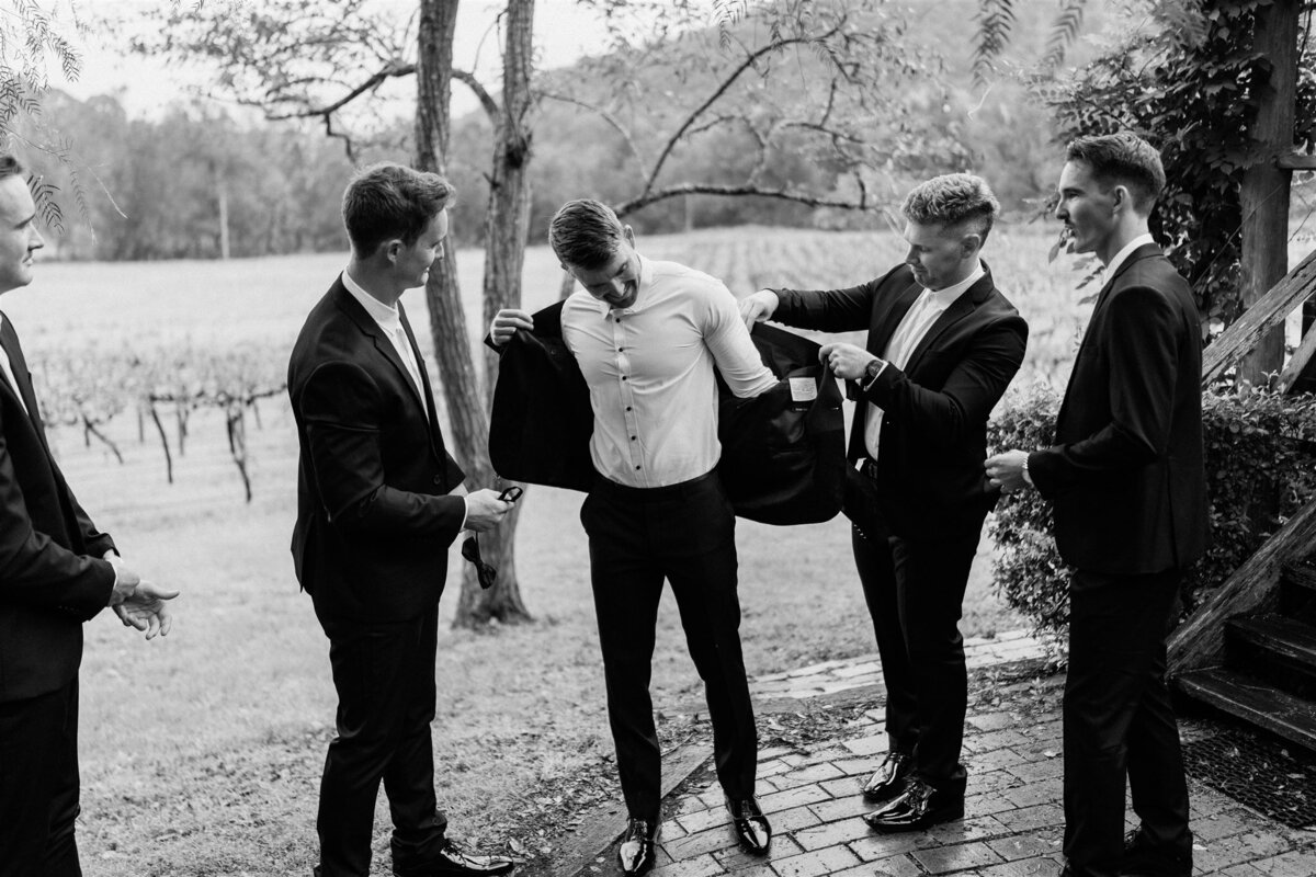 Join the dapper groom and his merry band of comrades in a tale of camaraderie, mischief, and pre-wedding adventures!