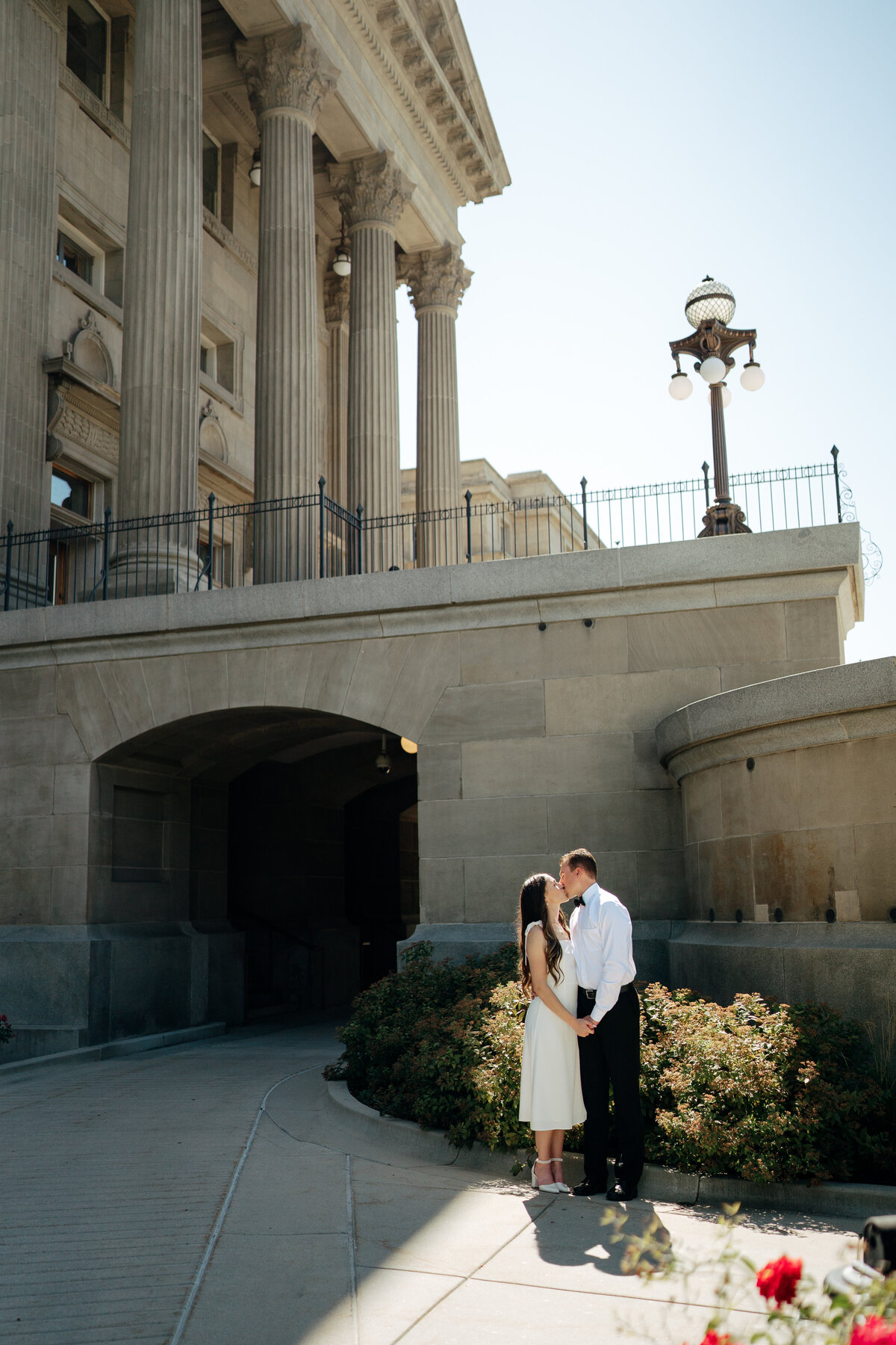 Couple during golden hour engagement shoot in Boise, Idaho wedding/elopement - photographed by The Storytellers