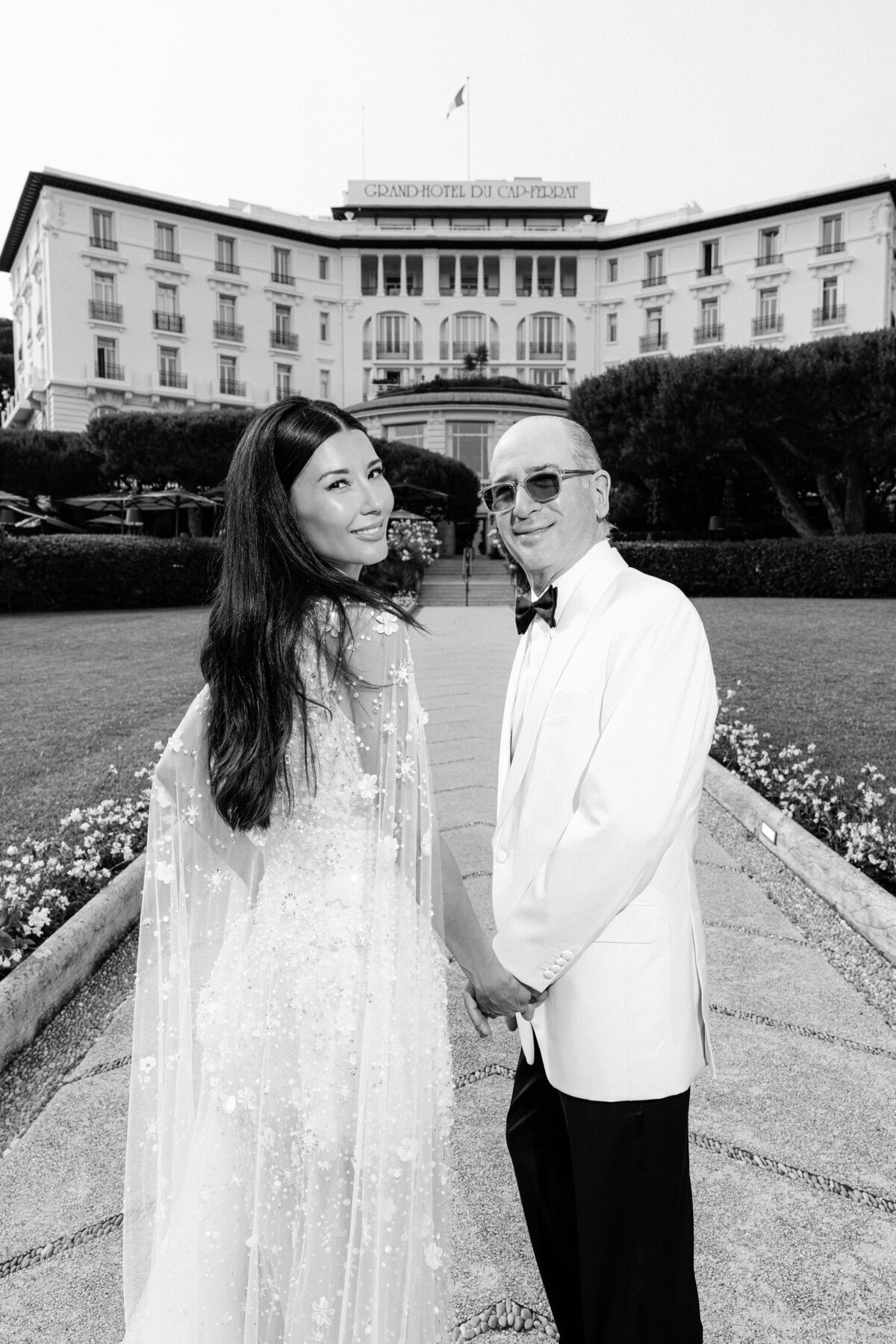 Elegant married Couple Luxury wedding French Riviera at le Grand Hotel du Cap Ferrat, A Four Seasons Hotel