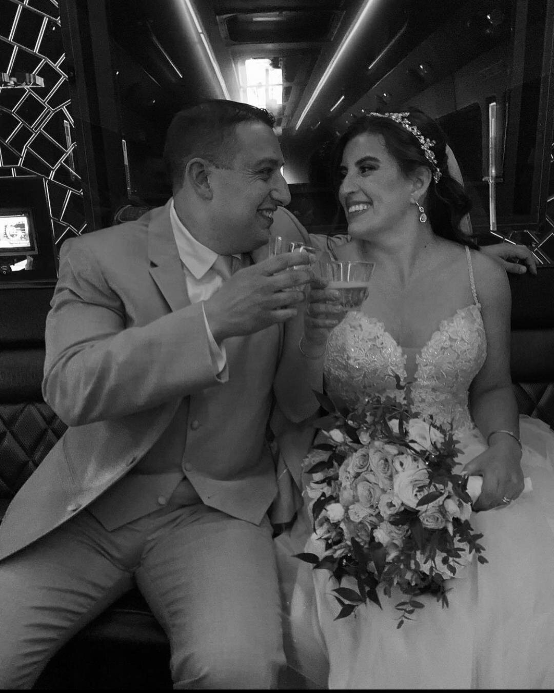 Bride and groom toasting