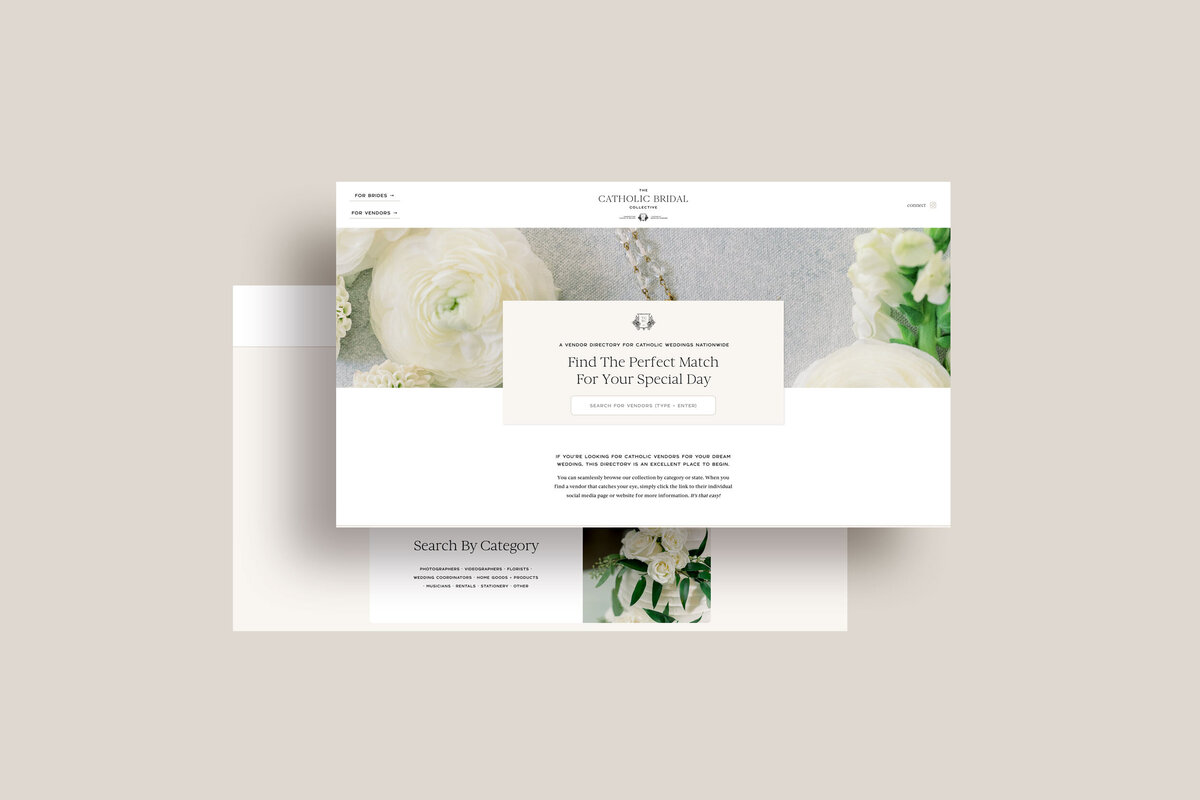 a mockup showing a timeless website design for a wedding planner