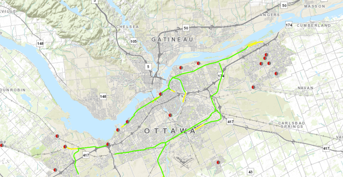 Image of a map detailing the wastewater energy transfer information in the Ottawa area