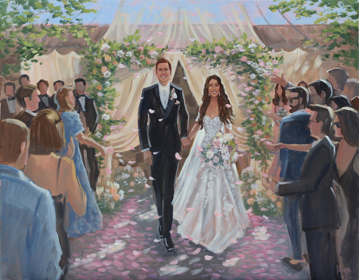 Alyssa and Dylan, Live Wedding Painting, Terrain Gardens at Devon, Pennsylvania, HI RES