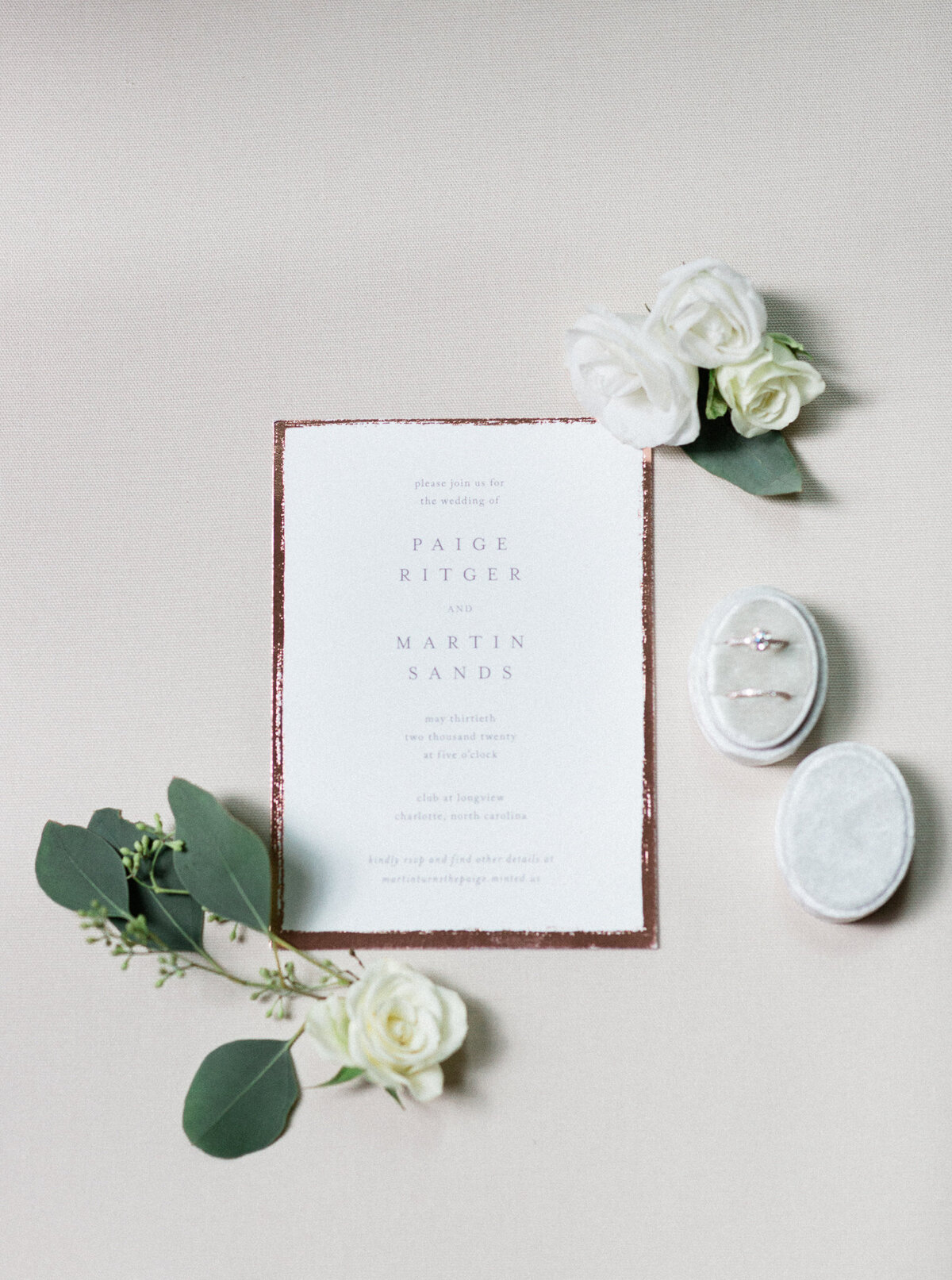 Wedding Invitation Flowers and Ring
