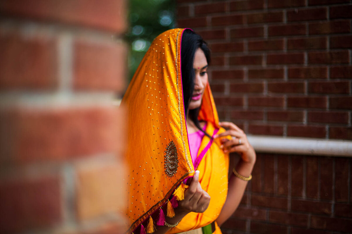 Indian Wedding with Indian Bride with colorful clothing and jewelry