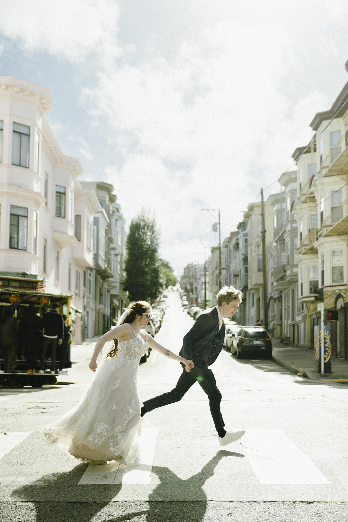 Bride and Groom in China Town in San Francisco, California
