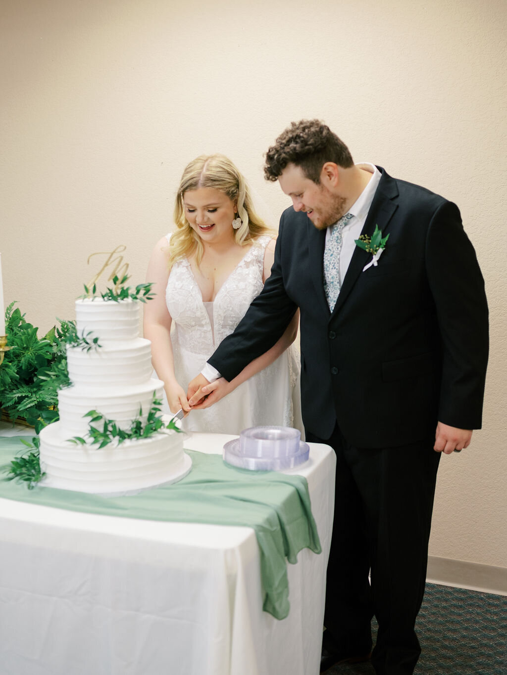 intimate church wedding with greenery-76