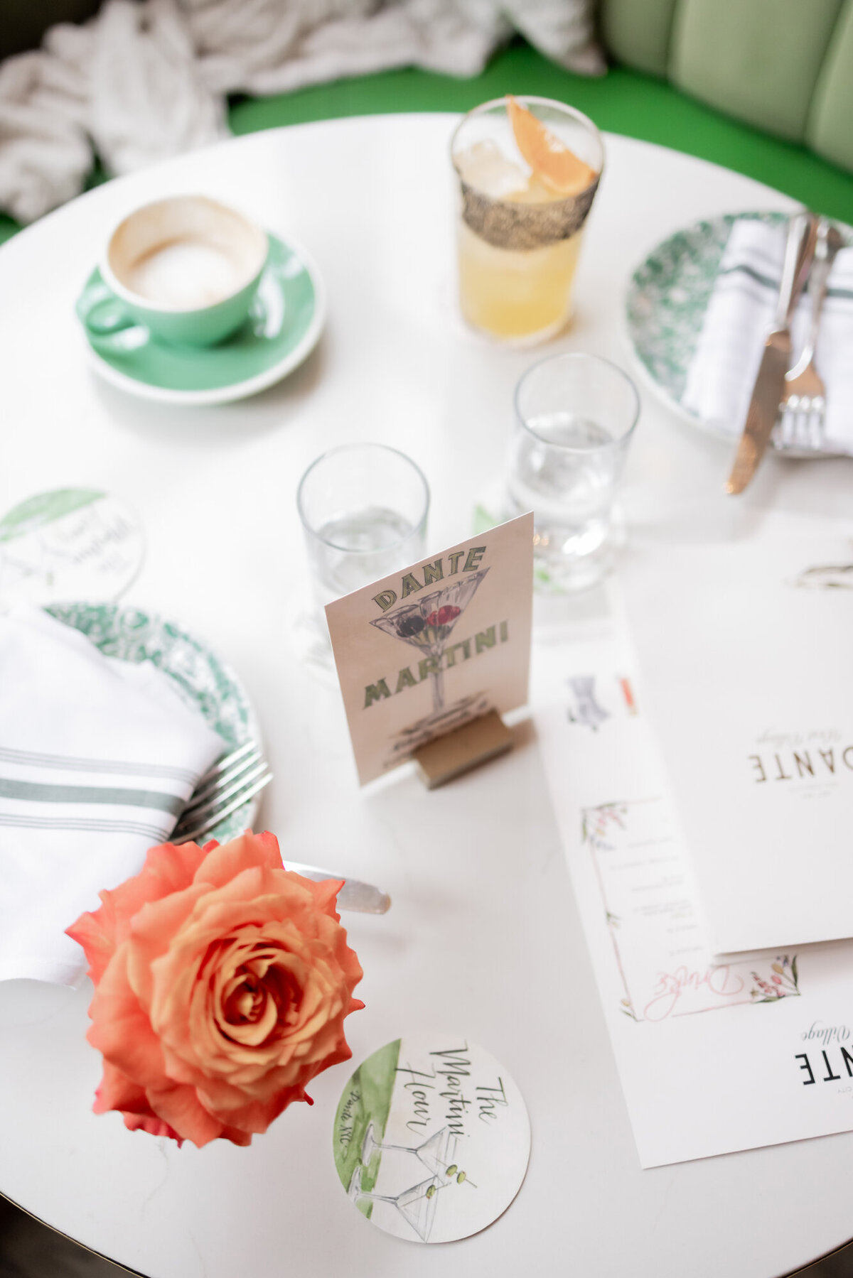 Detail of Dante West Village Table Setting from an engagement shoot