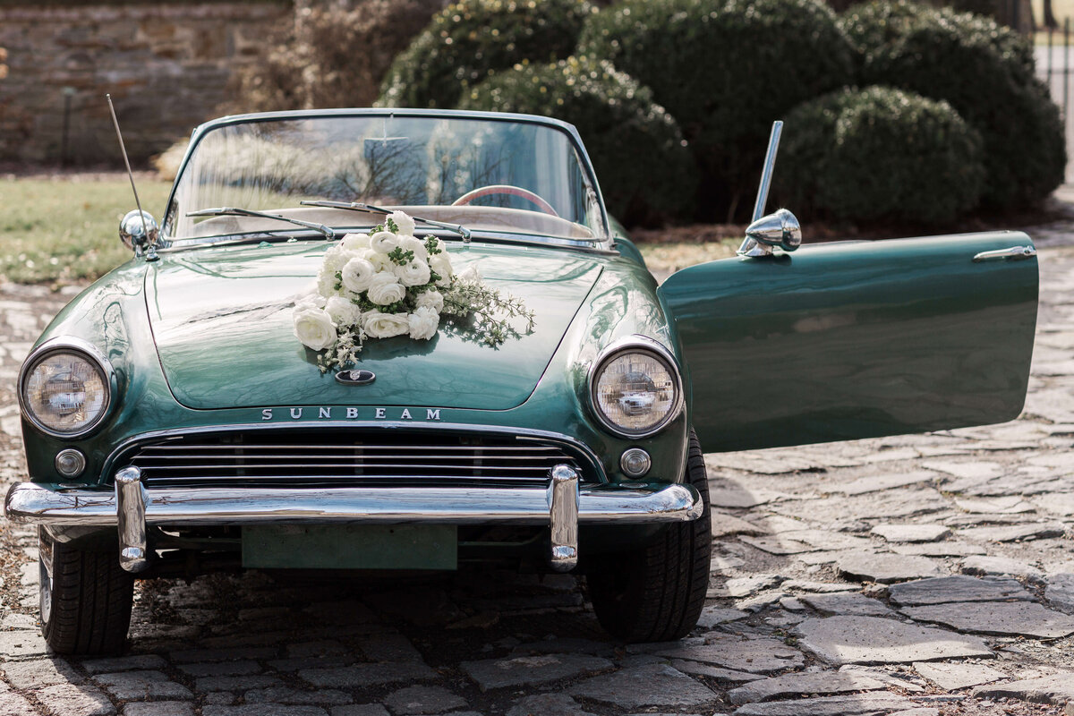 vintage convertible wedding car