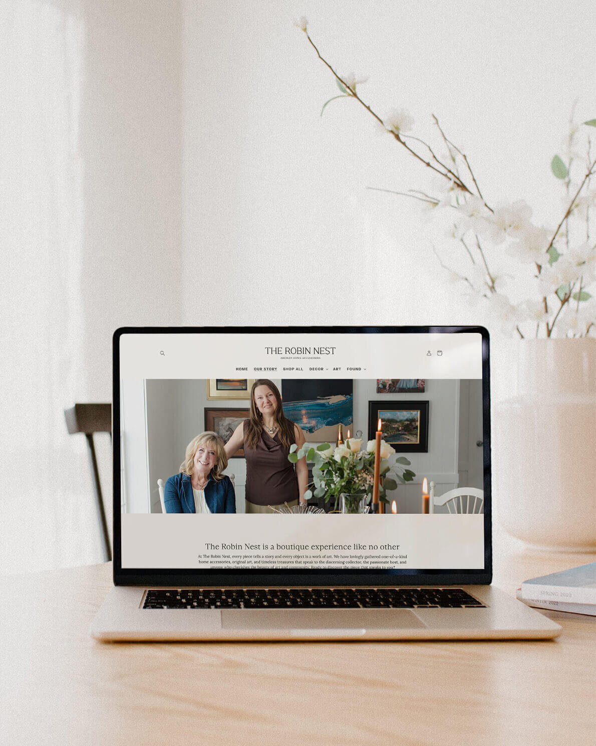 Elegant website homepage design for boutique business owners ready to connect with customers through story-driven branding.