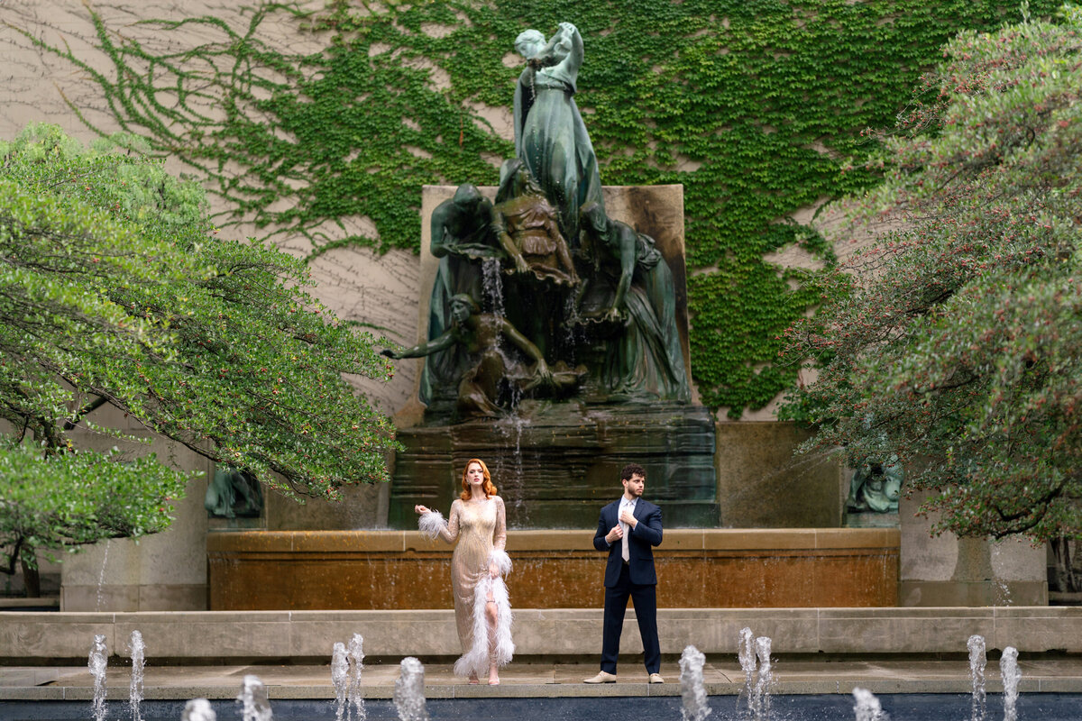 Berlez-Aspen-Avenue-Chicago-Wedding-Photographer-Glam-Atelier-Clair-De-Lune-Vintage-Bob-Mackie-Sheer-Beaded-Gown-Luxury-Engagement-Art-Institute-of-Chicago-South-Garden-47