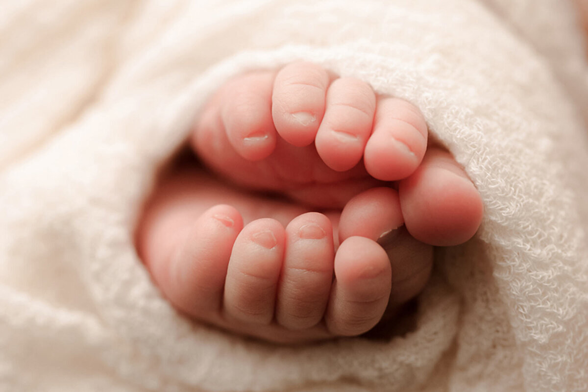 Close up portrait of newborn feet