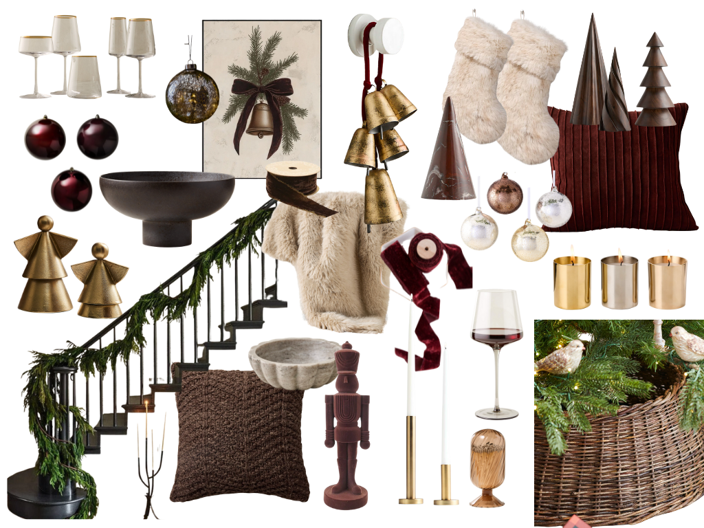 Mood board for a cozy living room
