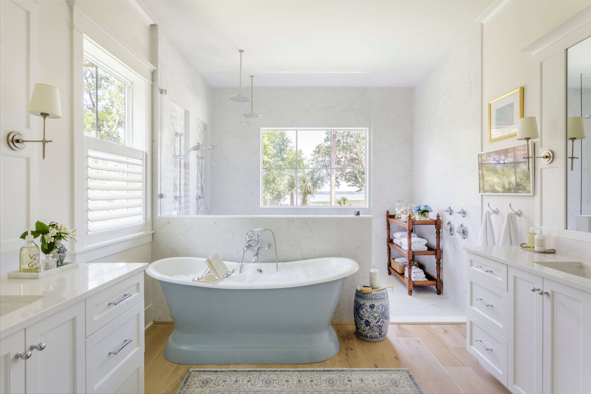 Lola Interiors Amelia Island Blue Bath Tub