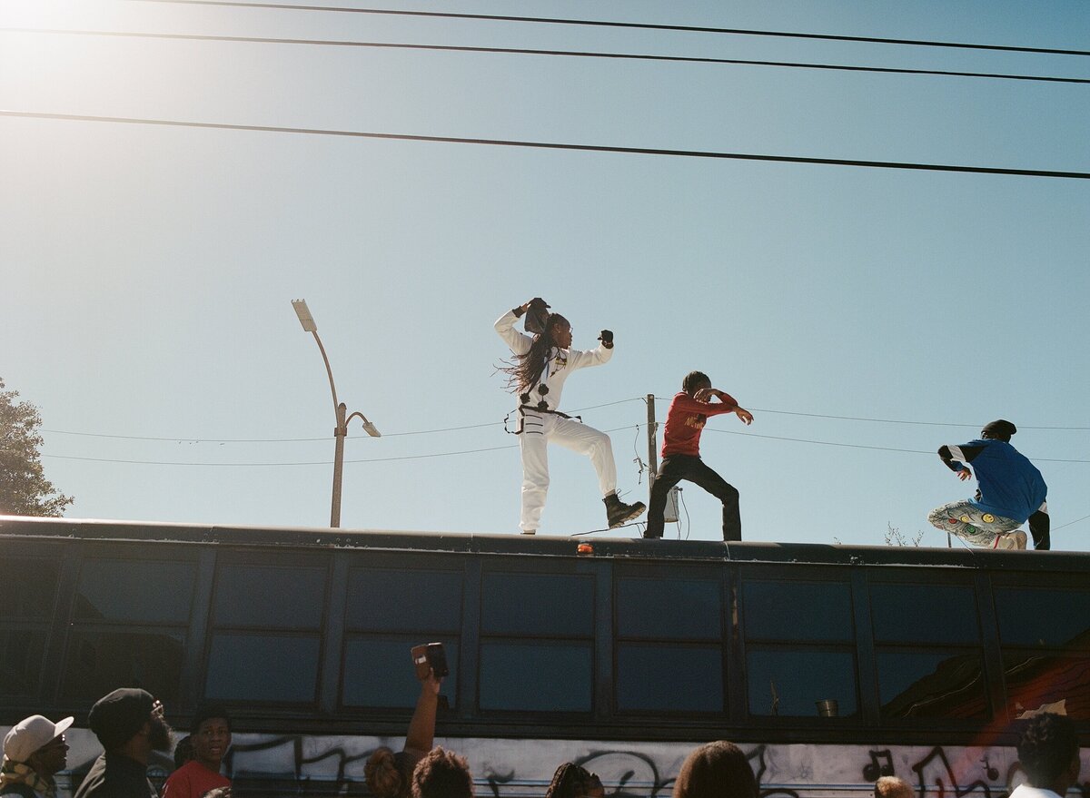 film and fine photography of second line in New orleans