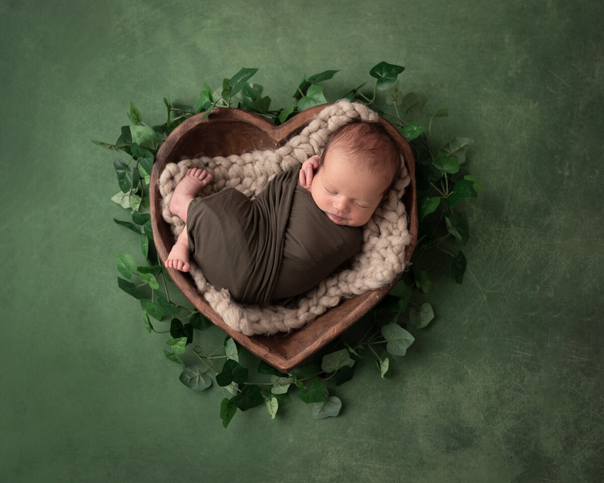 Newborn Photography in a creative heart bucket