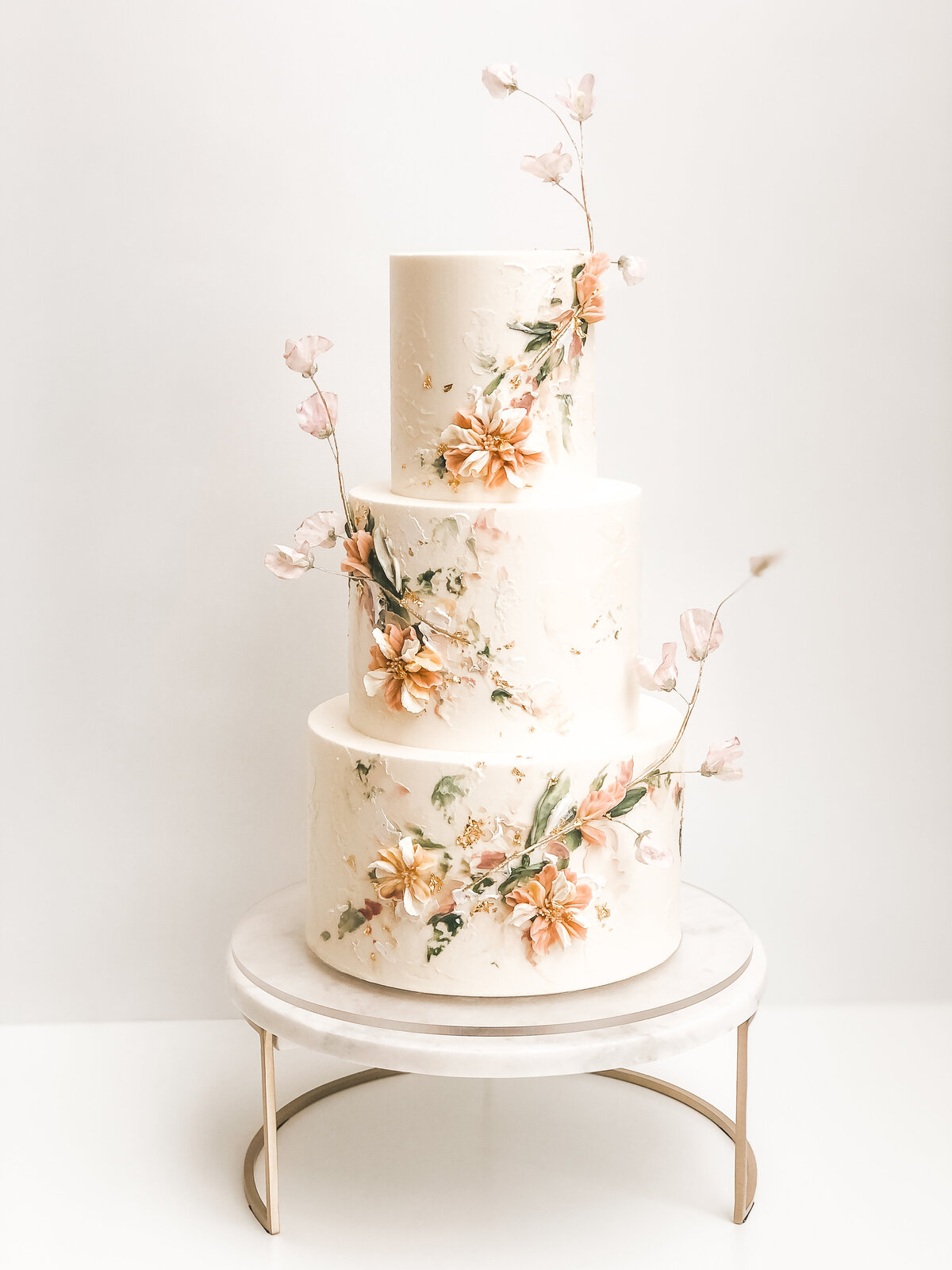 buttercream wafer paper flower wedding cake