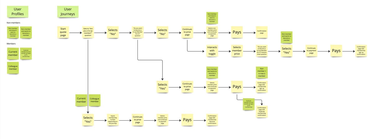 The image shows a framework of all the different customer journeys, including non-members, current members and duplicate members alike.