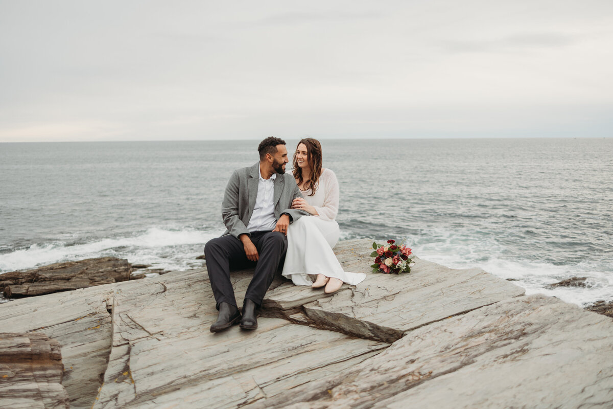 bride and groom embracing