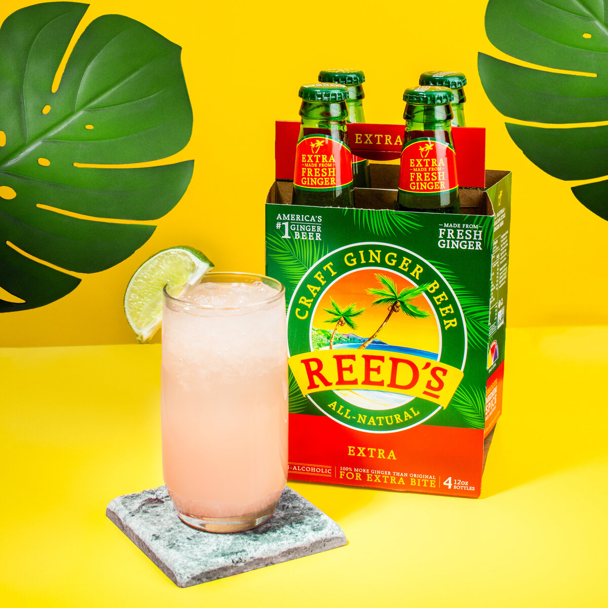 Reeds Ginger Ale packaging with a paloma.