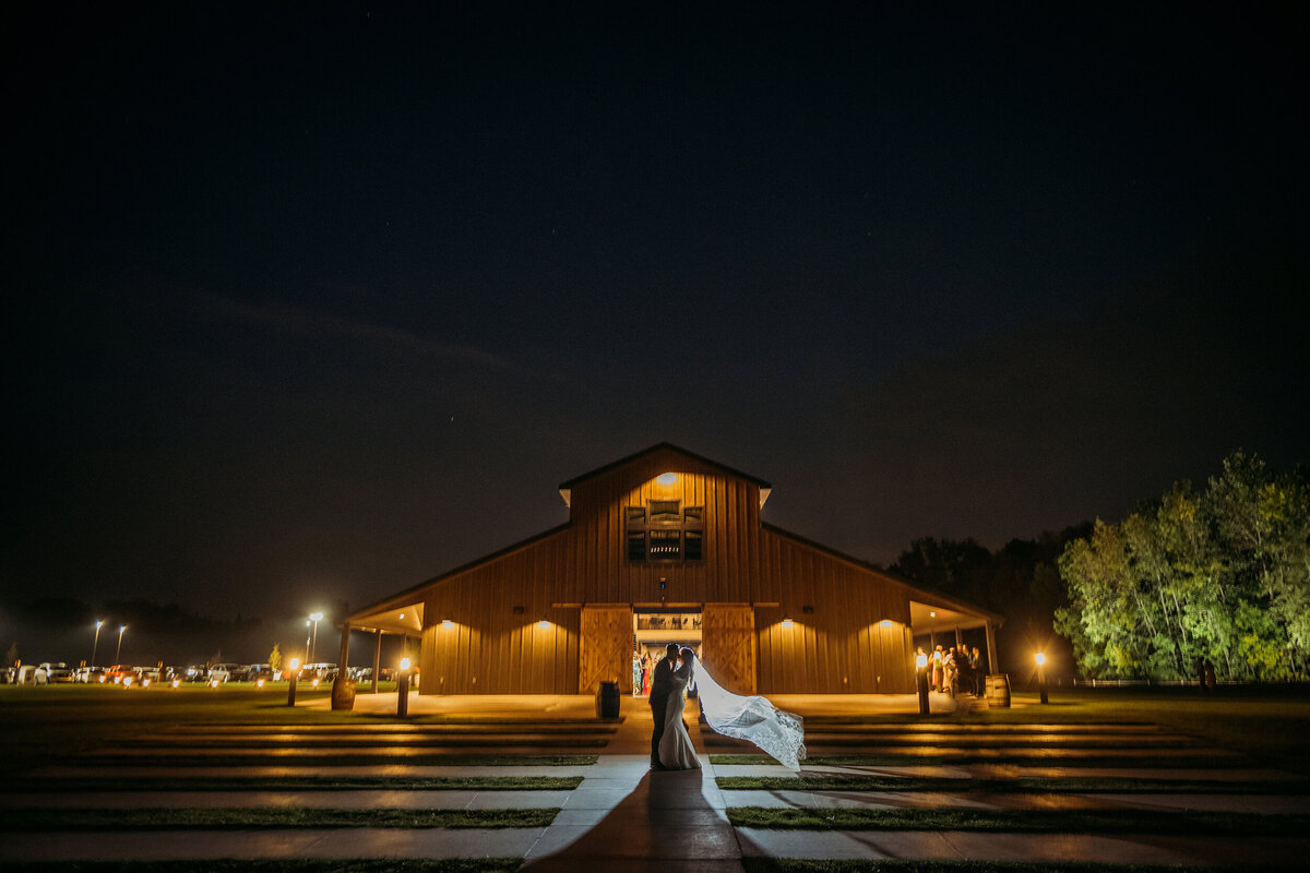 Nighttime Wedding Photo at The Barn