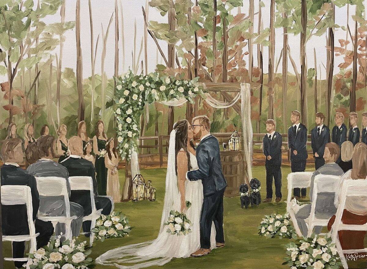 painting of bride and groom