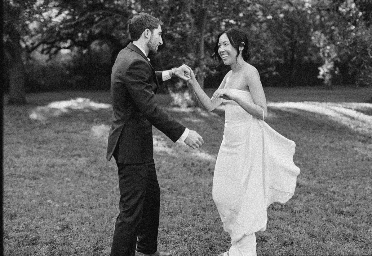 Bride and groom dancing at wedding reception at Mattie's Austin