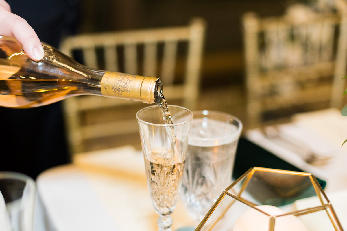 Champagne being poured into glasses at Tennessee State Museum