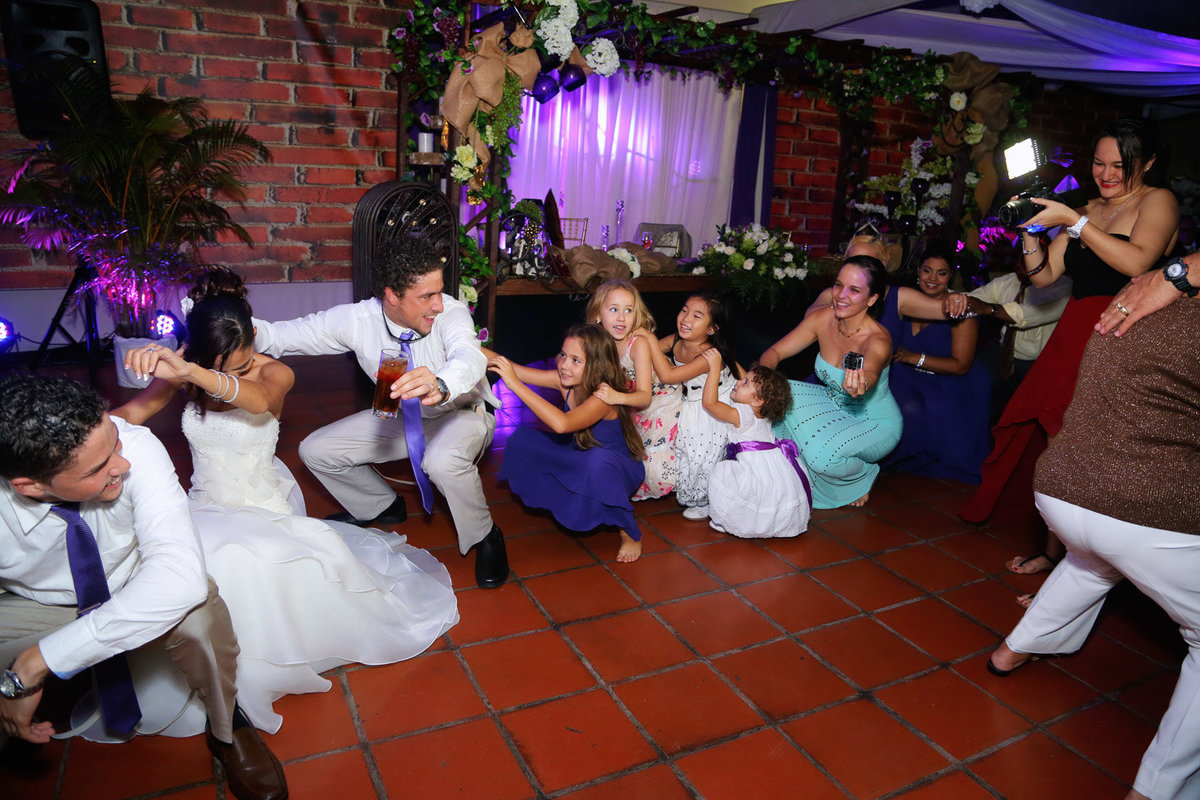Conga line at wedding reception. Photo by Ross Photography, Trinidad, W.I..