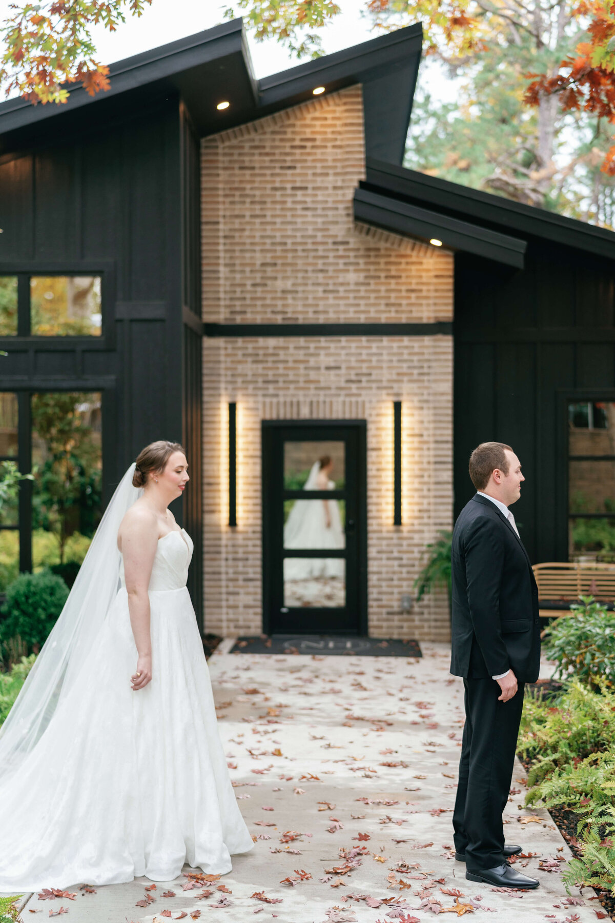Bride and groom first look at Nichols Heir