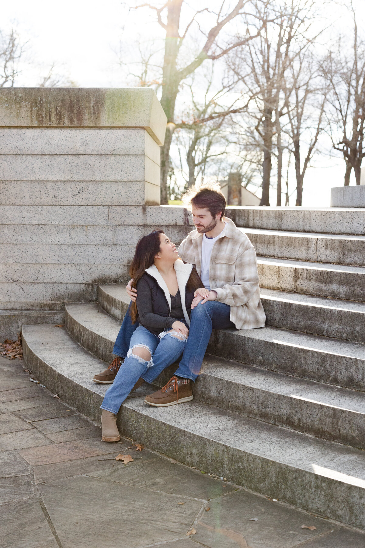 proposal session at Point Park in Chattanooga in the winter