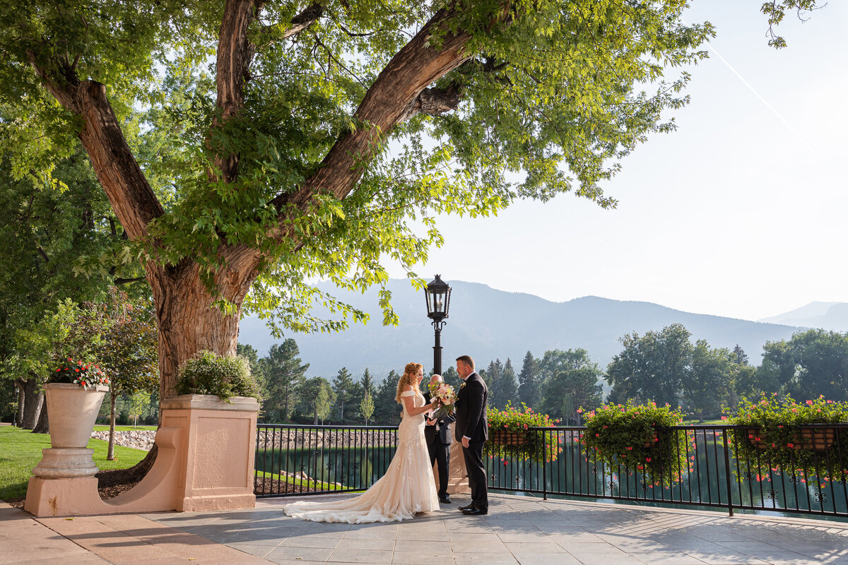 A couple elope at the Broadmoor's South Terrace