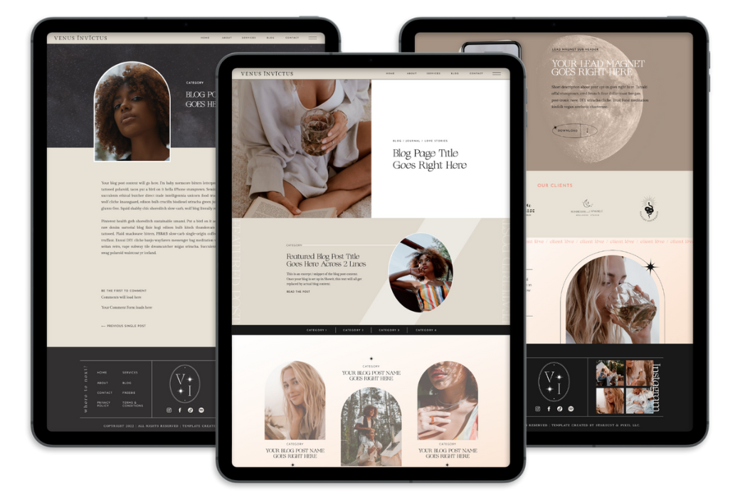 hero image for venus template sales page