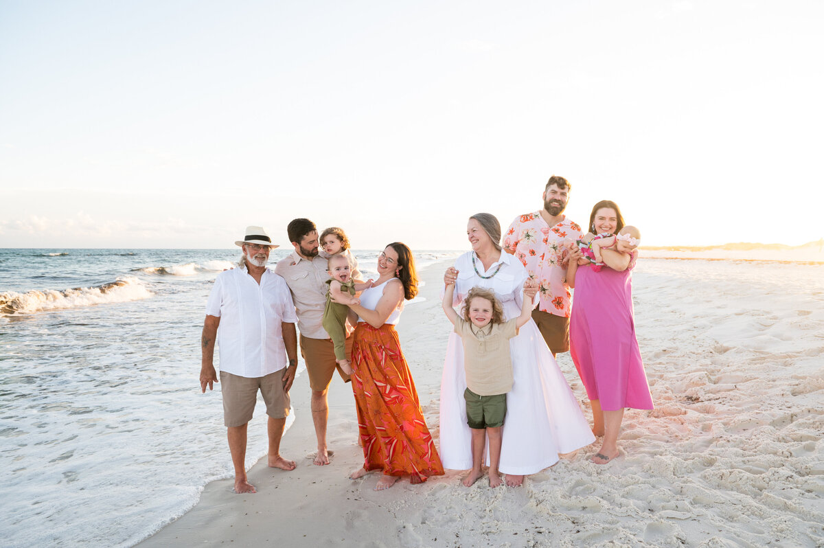 extended family walking on Pensacola Beach