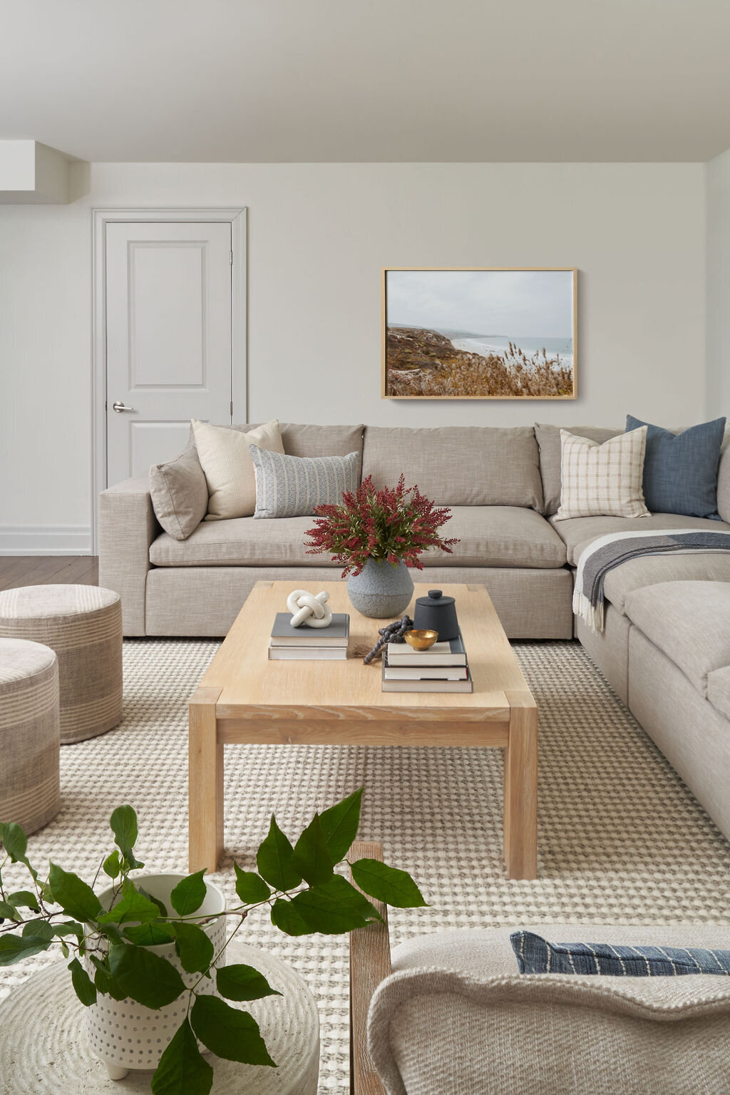 Bright basement family room