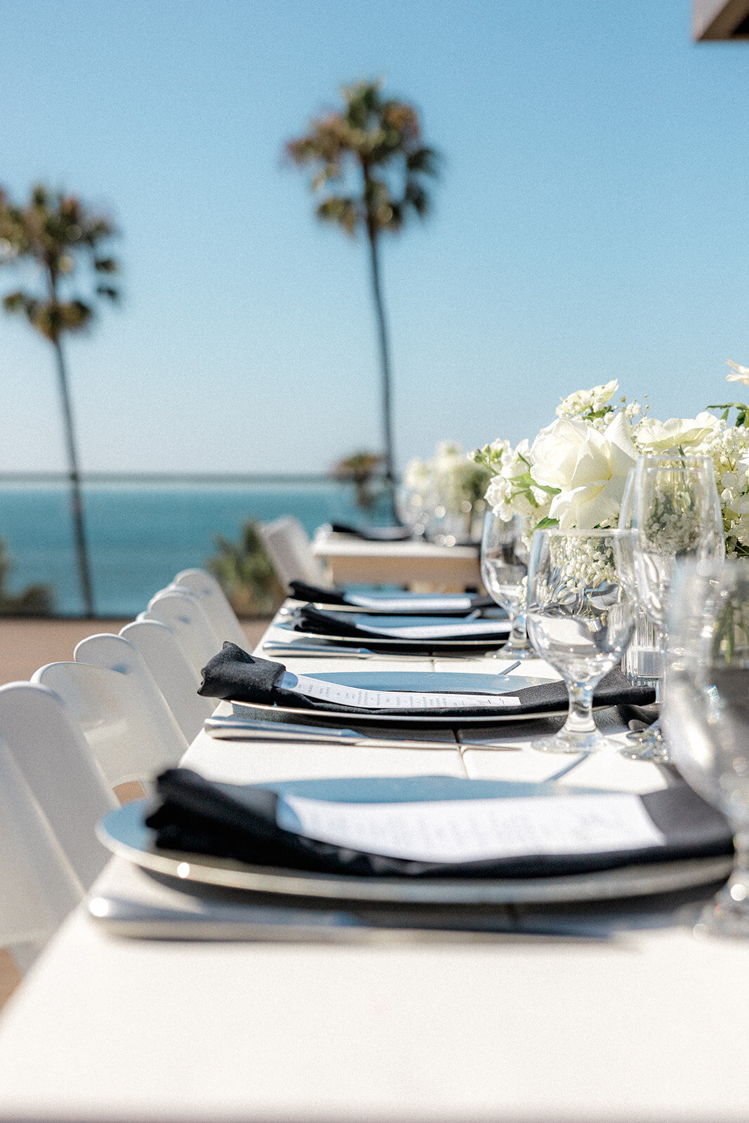Close up of wedding table and centerpieces at San Diego wedding