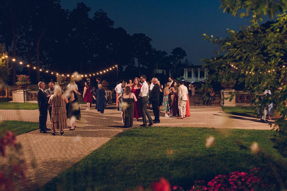 Wedding guests enjoy a gorgeous night at Armour House in Lake Forest.