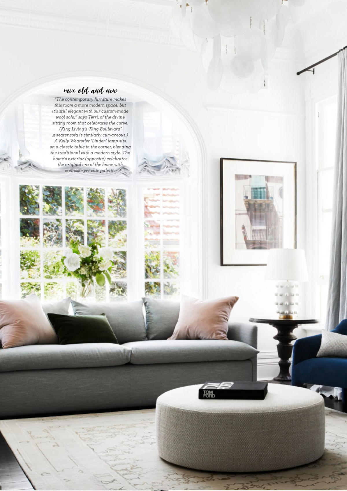 Contemporary living room interior styled by Lisa Hunter Interiors for media feature